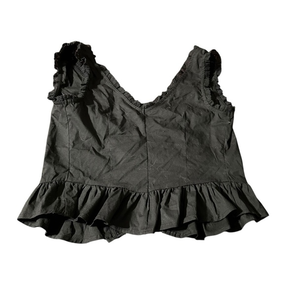 Self E Black Ruffled Women's Top - Picture 2 of 5
